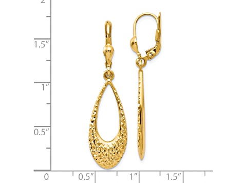 10k Yellow Gold Polished And Diamond-Cut Dangle Leverback Earrings ...