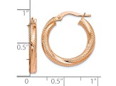10k Rose Gold 21mm x 3mm Textured Hinged Hoop Earrings
