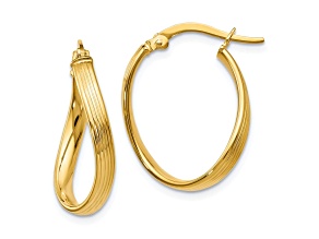 10k Yellow Gold 23mm x 11mm Polished Hinged Hoop Earrings