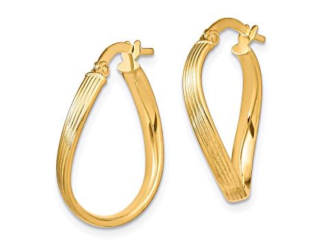 10k Yellow Gold 23mm x 11mm Polished Hinged Hoop Earrings