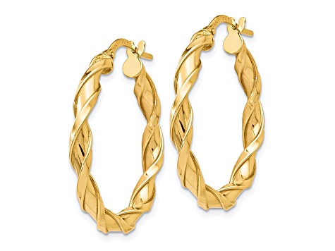 10k Yellow Gold 25mm x 3.25mm Polished Twisted Hoop Earrings