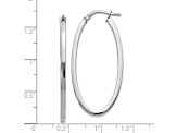 10k White Gold 41mm x 6mm Polished Oval Hinged Hoop Earrings