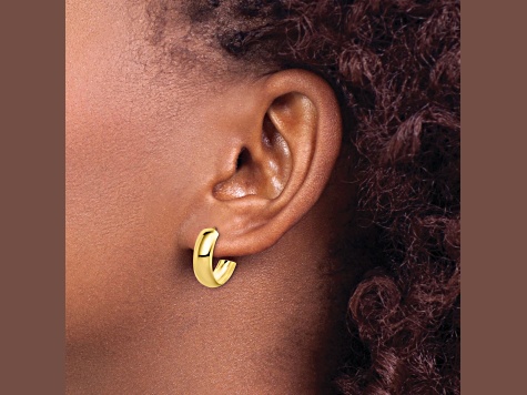10k Yellow Gold Polished 6.5mm J-Hoop Earrings