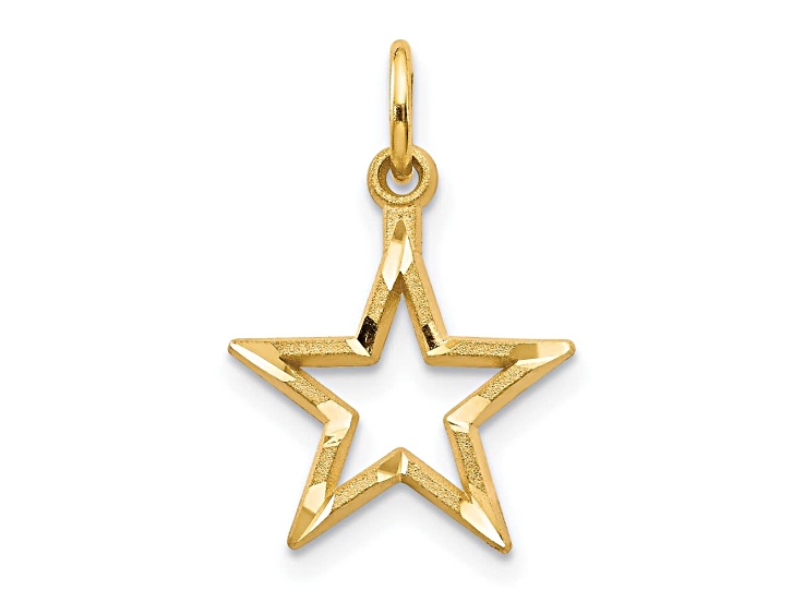 10k Yellow Gold Diamond-Cut Flat Back Star Charm