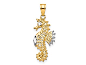 10k Yellow Gold & Rhodium Seahorse Charm