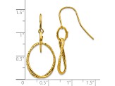 10k Yellow Gold Polished And Textured Shepherd Hook Dangle Earrings