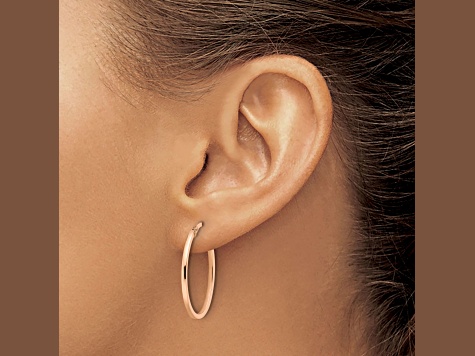 10k Rose Gold Polished Oval Hoop Earrings