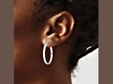 10k White Gold 29mm x 3mm Polished Hoop Earrings