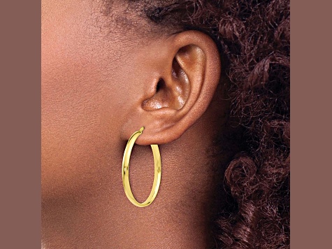 10k Yellow Gold32mm x 3mm  Polished Hoop Earrings