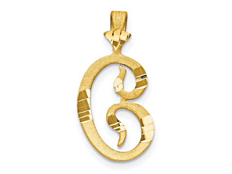 10k Yellow Gold Diamond-Cut Grooved initial C Charm
