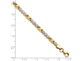 10k Yellow Gold With Rhodium Diamond-Cut infinity & Heart Bracelet