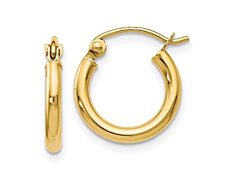 10k Yellow Gold Polished Hinged Hoop Earrings - BGV653 | JTV.com
