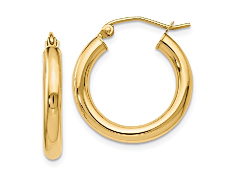 10k Yellow Gold 20mm x 3mm Polished Hinged Hoop Earrings