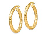 10k Yellow Gold Polished And Textured Hinged Hoop Earrings