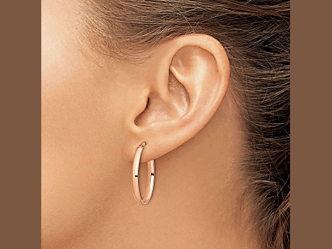 10k Rose Gold 26mm x 1.5mm Polished Oval Hoop Earrings