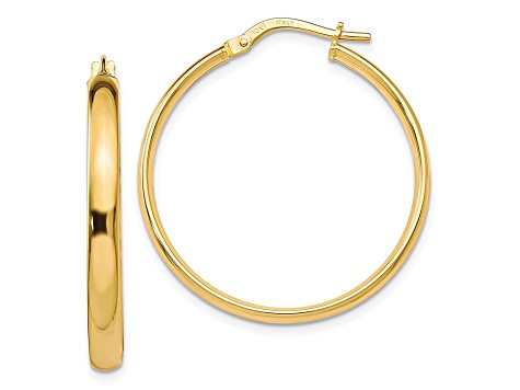 10k Yellow Gold 27.5mm x 3mm Polished Hoop Earrings