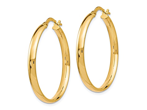 10k Yellow Gold 27.5mm x 3mm Polished Hoop Earrings