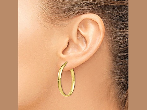 10k Yellow Gold 27.5mm x 3mm Polished Hoop Earrings