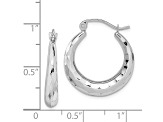 10k White Gold 23mm x 3.8mm Polished & Diamond-Cut Hoop Earrings