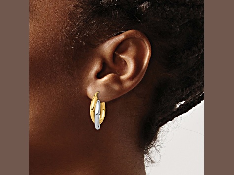 10k Two-Tone Polished Double Tube Hoop Earrings