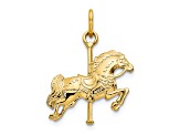10k Yellow Gold Solid Satin Carousel Horse Charm