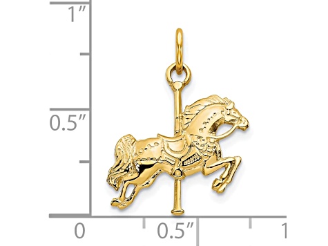 10k Yellow Gold Solid Satin Carousel Horse Charm