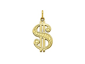 10k Yellow Gold Solid Polished Dollar Sign Charm