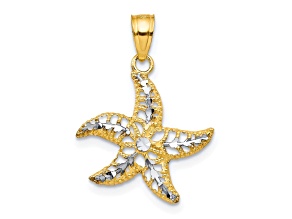 10k Yellow Gold & Rhodium Starfish Charm