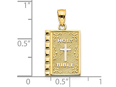 10k Yellow Gold & Rhodium Holy Bible Charm