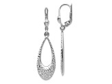 10k White Gold Polished & Diamond-Cut Leverback Earrings