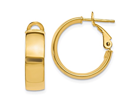 10k Yellow Gold 15mm x 5mm Polished Hoop Earrings