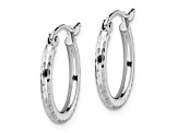 10k White Gold 17mm x 4mm Diamond-Cut Hinged Hoop Earrings