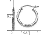 10k White Gold 17mm x 4mm Diamond-Cut Hinged Hoop Earrings