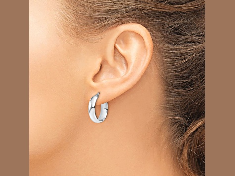 10k White Gold 19mm x 4.6mm Polished Hinged Hoop Earrings