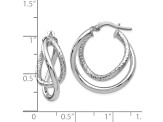 10k White Gold 23mm x 3.5mm Polished And Textured Fancy Hoop Earrings