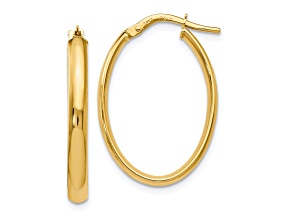 10k Yellow Gold Polished Oval Hoop Earrings
