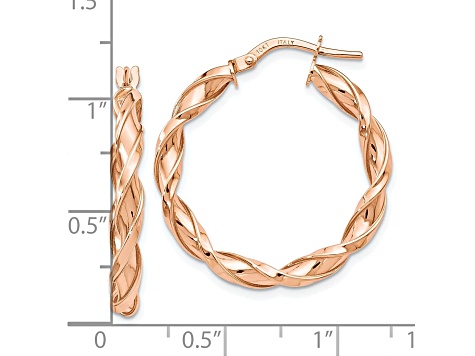 10k Rose Gold 25mm x 3.25mm Polished Twisted Hoop Earrings