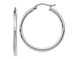 10k White Gold 31mm x 2mm Polished Hinged Hoop Earrings