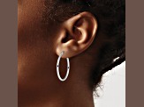 10k White Gold 31mm x 2mm Polished Hinged Hoop Earrings