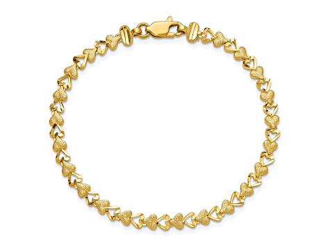 Brilliance Fine Jewelry 10K Yellow Gold Open Heart Cubic Zirconia Rope  Bracelet, 7.5