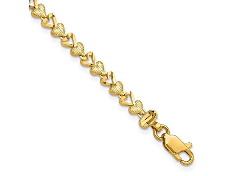 Amazon.com: 10k Yellow Gold Heart Chain Charm Bracelet Love Fine Jewelry  For Women Gifts For Her: Clothing, Shoes & Jewelry