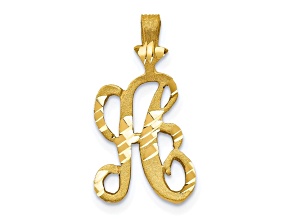 10k Yellow Gold Diamond-Cut Grooved initial A Charm