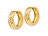 10k Yellow Gold 16mm x 4mm Polished And Diamond-Cut Hinged Hoop Earrings