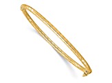 10K Yellow Gold Polished and Textured Hinged Bangle