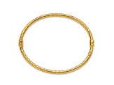 10K Yellow Gold Polished and Textured Hinged Bangle