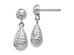 10k White Gold Diamond-Cut Post Dangle Earrings