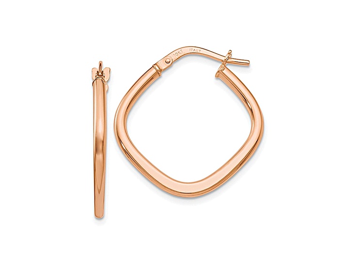 10k Rose Gold 21.5mm x 6mm Polished Square Hoop Earrings