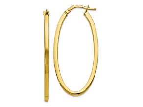 10k Yellow Gold Polished Oval Hinged Hoop Earrings