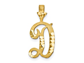 10k Yellow Gold Diamond-Cut Grooved initial D Charm