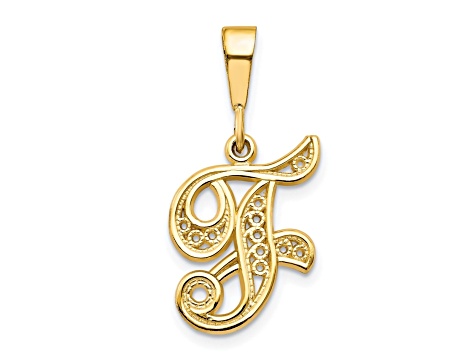 10k Yellow Gold Script initial F Charm
